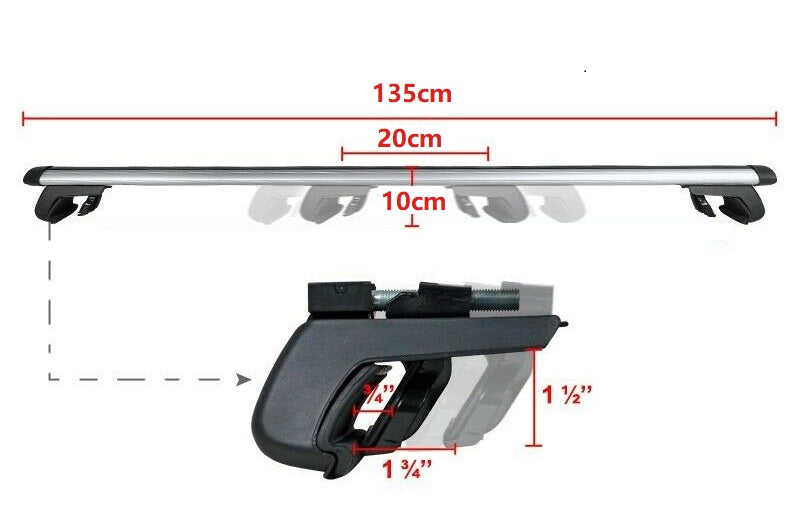 2 x  130 CM  Universal  Aluminum  Roof Rack  Cross Bars