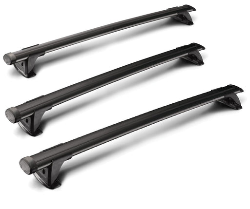 Black Aluminium Roof Rack 1.4M Cross 3 x bars Silent Design - NISSAN NV350 NV200