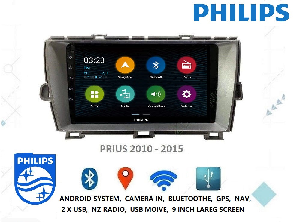 PHILIPS WIRELESS CARPLAY / ANDRIOD AUTO - Toyota PRIUS 09 - 15 STEREO HEADUNIT