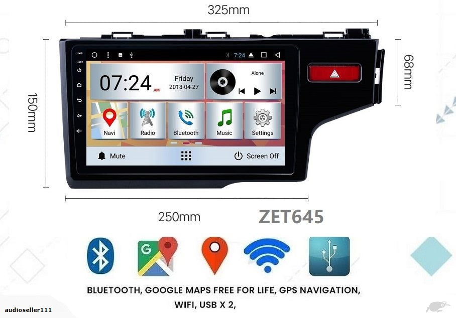 HONDA FIT JAZZ 2014+ OEM LARGE SCREEN GPS NAV ANDROID STEREO - BLUETOOTH